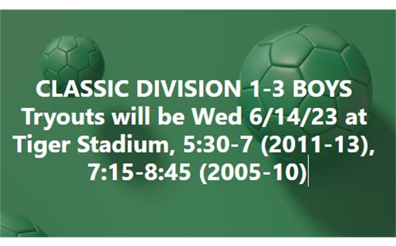 BOYS' CLASSIC TRYOUTS SET