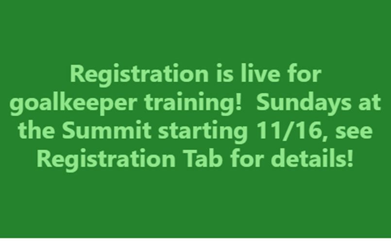 Fall goalkeeper training registration is open